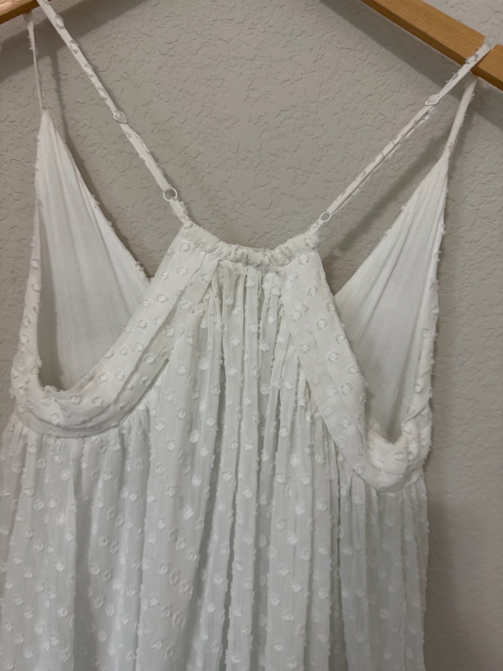 White Swiss Dot Babydoll Dress | Native Daughters | Boho Flowy Mini | Size S - Picture 4 of 10